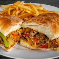 Philly Cheesesteak · grilled peppers, onion, melted cheese, chipotle mayo