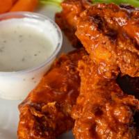 Wings 6 piece · 6 pieces of seasoned and fried chicken wings. Choice of sauce flavors: Traditional Buffalo, ...