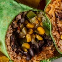 Mexi Vegan Burrito/Bowl · Mexican veggie mix, Mexican rice, black beans, salsa fresca, 14