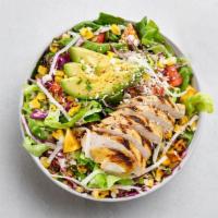 ELOTE · butter lettuce, cabbage, grilled chicken, grilled corn, cherry tomatoes, cotija cheese, avoc...