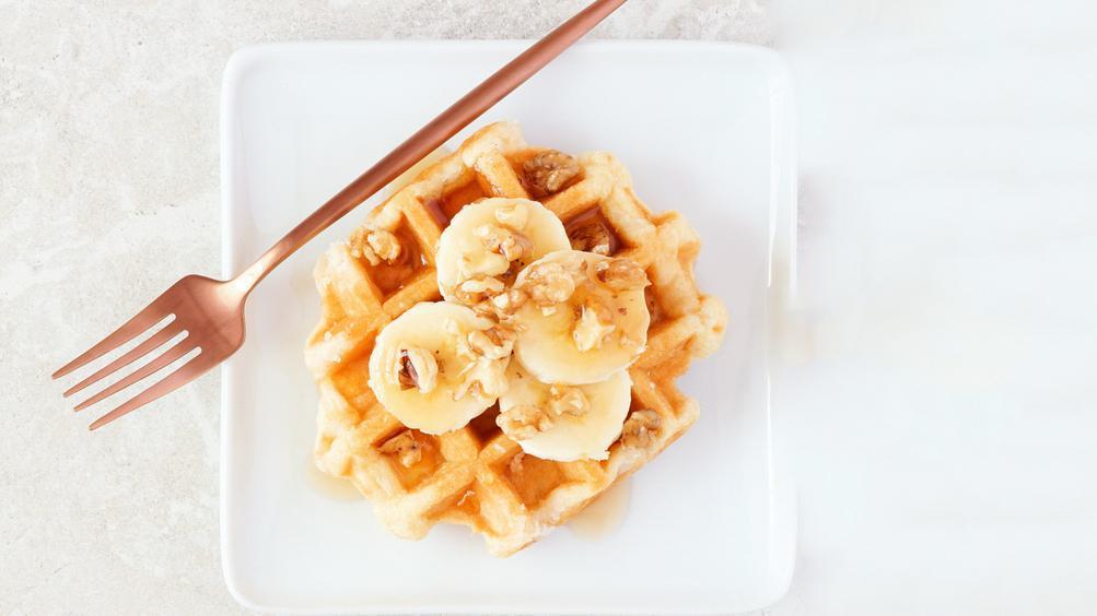 Banana Nut Ice Cream Waffle · Delicious banana nut ice cream on a satisfying waffle.
