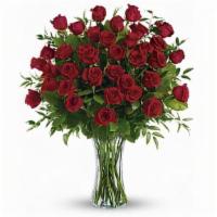 Breathtaking - 3 Dozen Roses · Three dozen spectacularly gorgeous red roses artistically arranged in a dazzling flared glas...