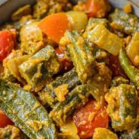 Okra Mixed Vegetables · Okra cooked in fragrantly spiced tomato based sauce.