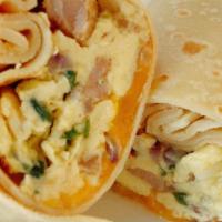B3- Scrambled Eggs & Sausage Crepe Wraps · (per each serving calories/483-545. Protein/31-33 g. Fat 28-35 g. Carbs /19 g).