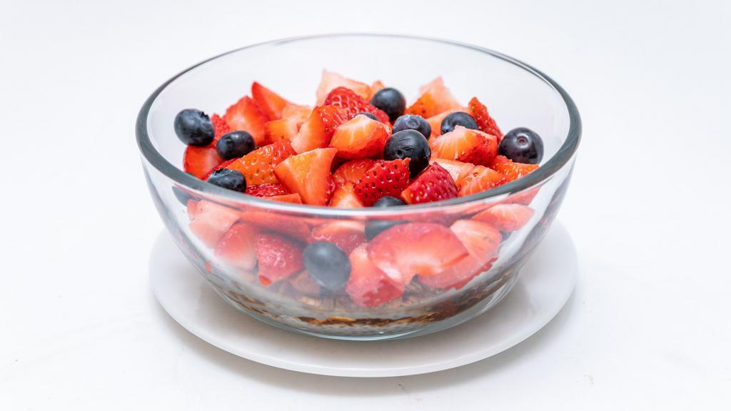Chia Bowl · Chia pudding, a little plain yogurt and house made granola topped with fresh cut strawberries, blueberries and Mexican honey. The chia pudding is made with coconut milk so it doesn't have an overbearing sweetness to it! One of our staples!
