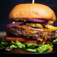 THE ORIGINAL · 1/2 lb Wagyu Beef Patty, Cheddar Cheese, Green Leaf, Pickles, Red Onions, Tomatoes, Mayonnai...
