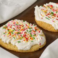 Frosted Sugar Butter Cookie · Sugar butter cookie topped with decorative frosting.