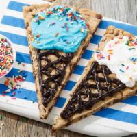 Cookie Cake Slice · Serves two. Cookie-based pizza slice topped with buttercream frosting. 

Customization will ...