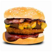 Dry-Aged Beef (Cowboy Styled Burger) · 1/3 lb. patty cooked medium-well with cowboy styled toppings { BBQ sauce, onion ring, bacon,...