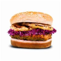 Hawaiian Salmon · 1/4 Lb. Patty| Red Cabbage Slaw, Pineapple, and Barbecue Glaze