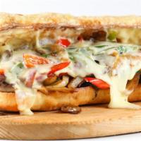 Original Philly Cheesesteak · Thinly sliced fresh grilled steak layered with grilled sweet onions and a melted cheddar che...