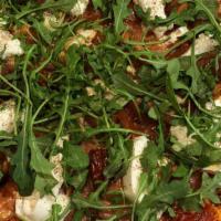 #5 Calabrese Salami Pizzetta · Creminelli Calabrese Salami, Arugula, tomatoes, burrata, tomato sauce and fresh mozzarella o...