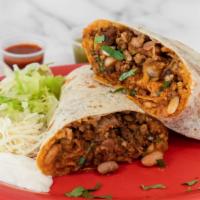 Super Burrito · Choice of meat, rice, beans, sour cream, lettuce, cilantro, onions, monterey jack cheese, an...