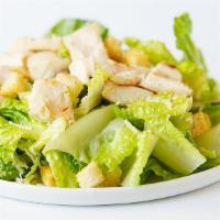 H5. Chicken Caesar Salad · Chicken, romane, parmesan cheese, croutons and Caesar dressing.