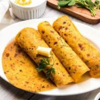 Methi Thepla Paratha (4) · Thepla is a flatbread similar to paratha, made of whole wheat flour and seasoned with spices