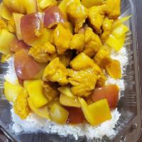 Curry on Rice · Onion with choice of protein and curry powder. Protein is extra