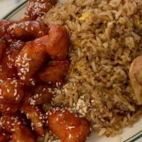 Special A · BBQ pork fried rice, sweet and sour pork, and one egg roll.