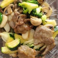 Beef with Mixed Vegetables · Broccoli, mushroom, zucchini, bok choy