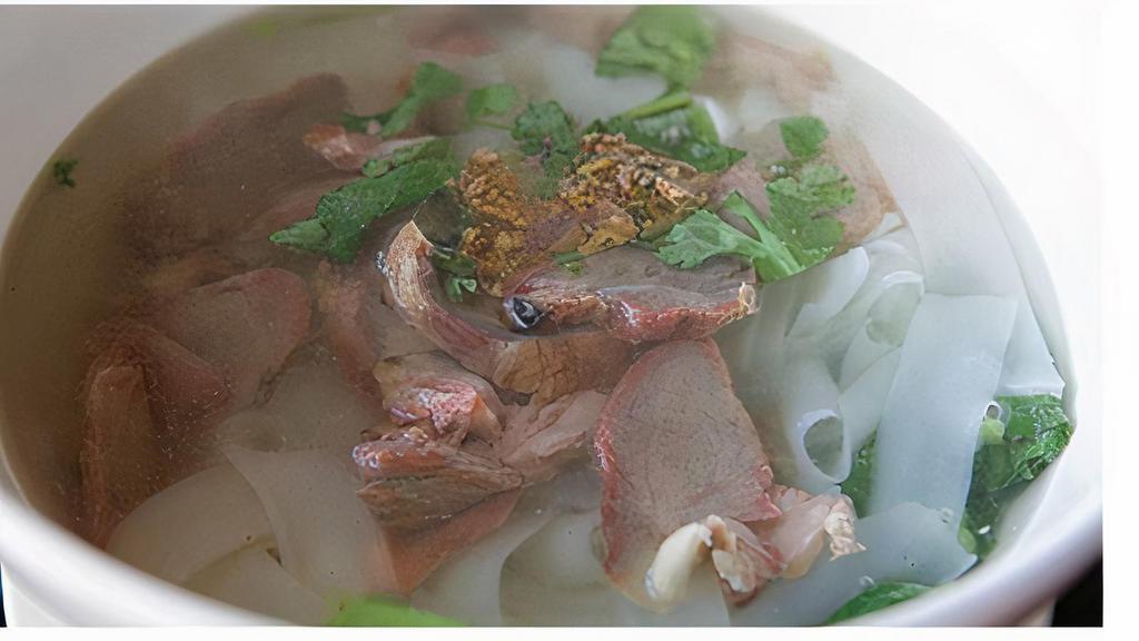 B11. BBQ Pork Noodle Soup · Noodle with BBQ pork, Chinese sausage and yao choy in clear broth.