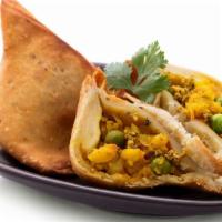 Samosa (2 Pieces) · 2 cornered fried pastry with a mouth watering filling.