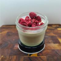 Vanilla Panna Cotta with berries - 6 oz Glass Jar (single) · Chilled Italian vanilla Pudding Dessert topped with seasonal fruit