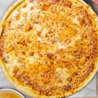 Margherita Matcher Pizza · Pizza sauce, fresh mozzarella, basil, garlic.