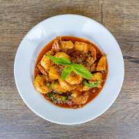 Burmese Shrimp or Swai Curry with Potatoes · Gluten free. Shrimps or swai cooked with tomato and Burmese curry sauce.