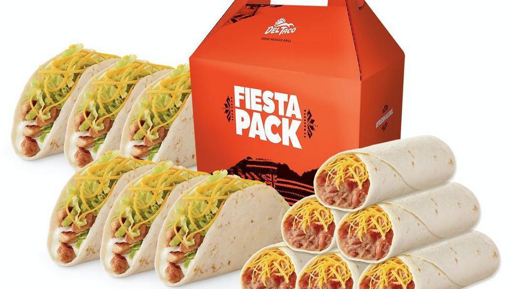 Grilled Chicken Taco Fiesta Pack · Includes 6 Grilled Chicken Tacos and 6 Bean & Cheese Burritos. Makes an easy family meal or party starter!