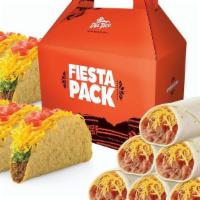 The Del Taco Fiesta Pack · Includes 6 Value Tacos and 6 Bean & Cheese Burritos. Makes an easy family meal or party star...