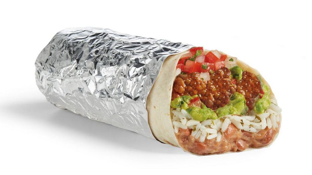 Epic Beyond Fresh Guacamole Burrito · This Epic Burrito is loaded with Beyond Meat, slow-cooked beans made from scratch, fresca lime rice, fresh guacamole, and handmade pico de gallo salsa, all in a warm, oversized flour tortilla.