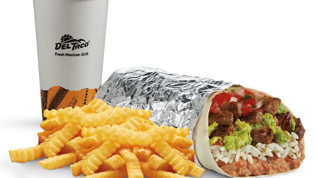 Epic Fresh Guacamole Burrito  Meal · Our Epic Fresh Guacamole Burrito plus our famous Crinkle-Cut Fries and a refreshing beverage.