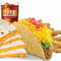 The Del Taco & Cheddar Quesadilla · Our delicious The Del Taco & Cheese Quesadilla, plus our famous Crinkle Cut Fries and a refr...
