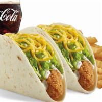 Crispy Chicken Taco Meal · Enjoy two of our Crispy Chicken Tacos plus Del Taco's famous Crinkle-Cut Fries and a refresh...
