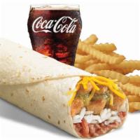 Spicy Grilled Chicken Burrito Meal · Our Spicy Grilled Chicken Burrito plus our famous Crinkle-Cut Fries and a refreshing beverage.