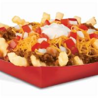 Deluxe Chili Cheddar Fries · A classic favorite! Crinkle Cut Fries topped with beefy chili, freshly grated cheddar cheese...
