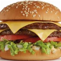 Double Del® Cheeseburger · Two 100% beef patties grilled to order, two slices of American cheese, two fresh tomato slic...