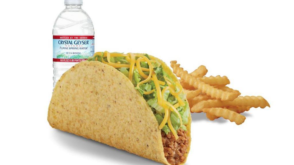 Value Taco Kid Loco® Meal · Includes a Value Taco, small Crinkle Cut Fry, bottled water, and a Sticker Sheet! Participation may vary.