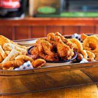 Appetizer Combo · Famous combo platter served with four pieces of buffalo wings, jalapeno poppers, mozzarella ...