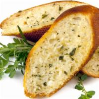 Garlic Bread with Cheese · House-famous garlic bread topped with cheese.