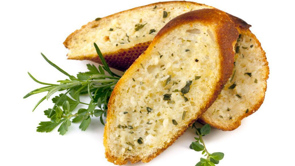 Garlic Bread with Cheese · House-famous garlic bread topped with cheese.