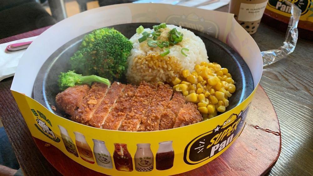 4. Curry Tonkatsu (Pork) with Rice  · Fried pork cutlet with rice, broccoli, and corn, served with curry sauce