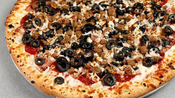 14'' Medium San Francisco Special · Pepperoni, sausage, Canadian bacon, black olives and feta cheese.