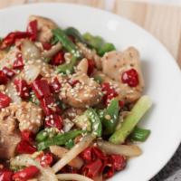 25. MALA Chicken · Crispy tasty Chicken pieces stir-fried with a generous amount of dried chillies and Sichuan ...