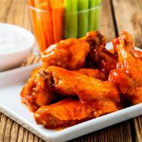 Hot Wings (6 Pc) · Fresh made hot wings served with ranch dip.