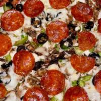 Eagle Special Pizza · Mushroom, Green Bell Pepper, Sausage, Green Onion, Pepperoni, and Black Olives