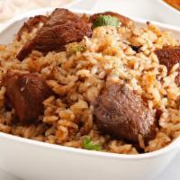 Mutton Biriyani · organic seeraga samba rice cooked with succulent pieces of baby goat meat and hand-grounded ...