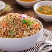 Veg Biriyani · organic seeraga samba rice cooked with beans,carrot, paeas and hand-grounded spices to creat...