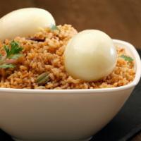 Egg Biriyani · organic seeraga samba rice cooked with hand-grounded spices and topped with hard-boiled eggs...