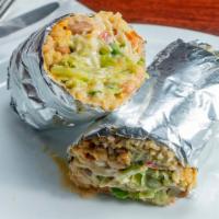 Regular Burrito · Rice, beans, onion, cilantro, and hot sauce.