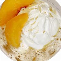 Peaches N' Cream · Our peach oolong tea made with real peach puree topped off with a scoop of Mitchell's vanill...